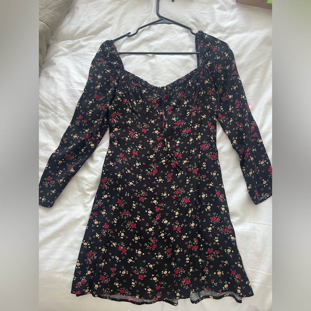 Reformation Red and yellow Floral long sleeve mini dress